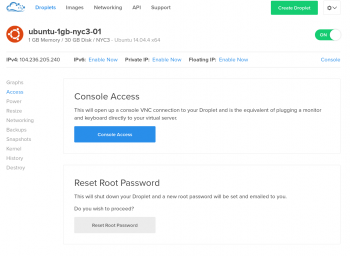 Docean Console Access